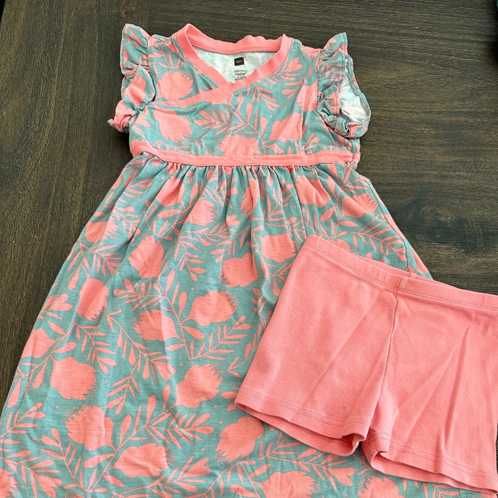 Tea collection girls dress and biker shorts